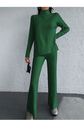 Pazarella Kadın Uzun Kollu Triko Ikili Takım Zümrüt