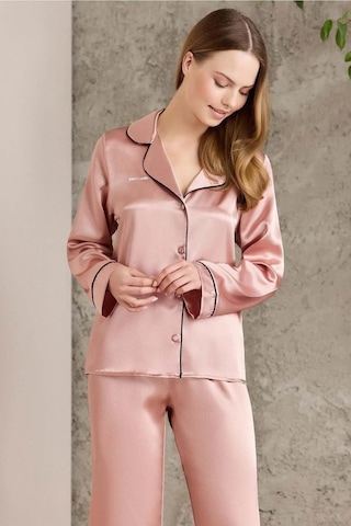 Pierre Cardin Saten Biyeli Pijama Takımı 1200 Brandy 001