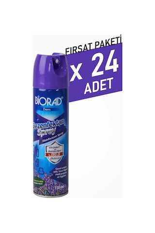 Biorad Parfümlü Dezenfektan Sprey Lavanta Kokulu 150ml - 24 Adet