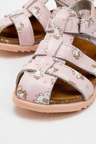 Mnpc Unisex Çocuk Pudra Hakiki Deri Mantar Tabanlı Günlük Çocuk Sandalet 25y2s10048173 Pudra