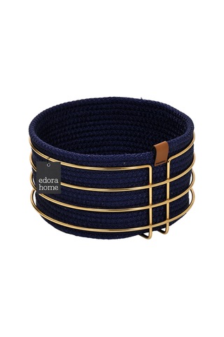 Altın Yuvarlak Ekmek Sepeti Şık,ekmeklik Lacivert Hasır Örmeli Makrome-çok Amaçlı Metal Paslanmaz Altın