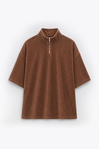 Yarım Fermuarlı Oversize Fitilli Tişört Çok Renkli Yarım Fermuarlı Oversize Fitilli Tişört Çok Renkli