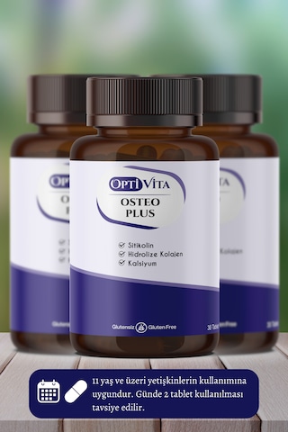 Optivita Osteo Plus 30 Tablet Kalsiyum, Magnezyum, Sitikolin, Kol