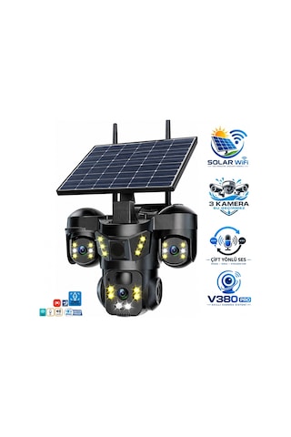 X5tech Rx-66ws 3 Kameralı Solar Wifi Ptz Ip Sesli Akıllı Güvenlik Kamera 3+3+3 Mp