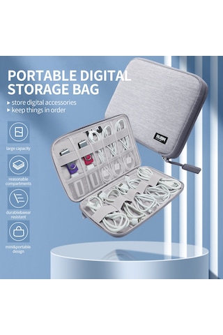 Xindoker Bubm Dıss-pvc Gri Dijital Alet Çantası - Hafif Mini, Data Kablosu, Kulaklık, Usb Ve Hafıza Kartı Birleşik Saklama Çantası Gri