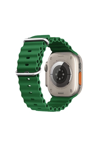 Microsonic Apple Uyumlu Watch Series 7 41mm Kordon Ocean Band Yeşil