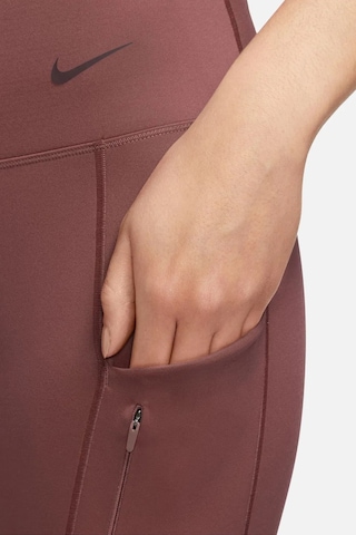Nike Go Therma Fit Firm Support High Waisted 7/8 With Pockets Training Kadın Lazer Kesim 6 Cepli Toparlayıcı Tayt Kahverengi Kahverengi