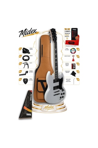 Midex Sg-special-wh Profesyonel Sg Kasa Hh Elektro Gitar Seti Beyaz