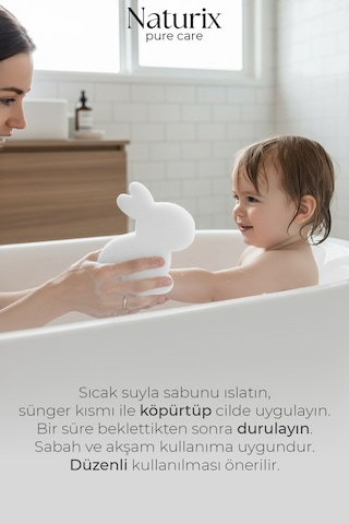 Çilekli Milkshake Kokulu Tavşan Görünümlü Süngerli Çocuk Sabunu 130 Gr Çilek