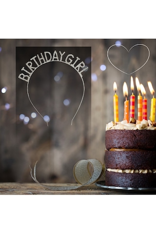 Doğum Günü Kızı Birthday Girl Metal Kristal Taşlı Taç Çok Renkli