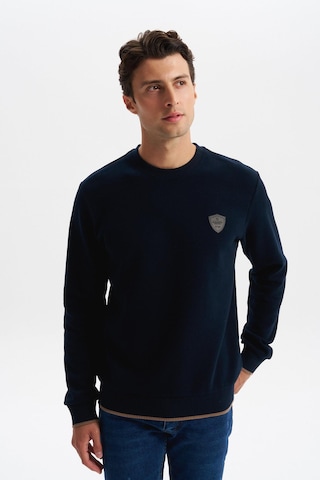 AR-MA Arma Erkek Regular Fit Karbon Fırçalı Selanik Kumaş Bisiklet Yaka Süs Etiketli Sweatshirt Kazak K30124698802 Lacivert