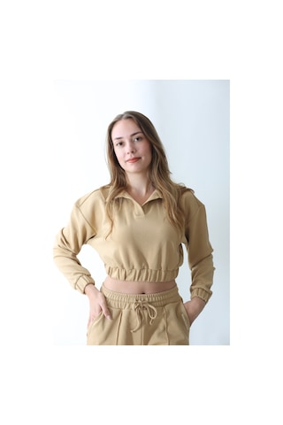 Nature The Brand Kahverengi Basic Sweatshirt Kadın - %100 Pamuklu Oversize Rahat Kalıp Sütlü Kahve