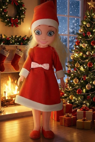 Toyx Noel Anne Oyuncak Et Bebek 45 cm – Yılbaşı Kıyafetli Bebek 3+ Yaş