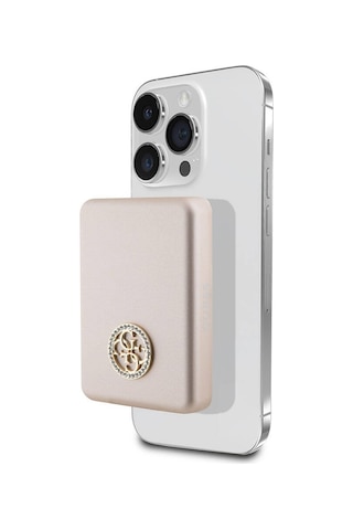 Guess Lisanslı Magsafe Şarj Özellikli Taşlı 4g Logolu Powerbank 3000mah 5w Gold