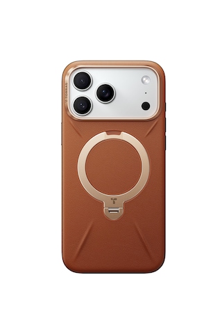 Torras Apple iPhone Uyumlu 17 Pro O Stand Spin Vegskin Serisi Magsafe Kılıf Kahverengi