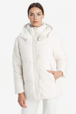 Defacto Su İtici Regular Fit Yarım Polar Astarlı Kapüşonlu Fermuarlı Kışlık Mont A1553AX23WN Bej