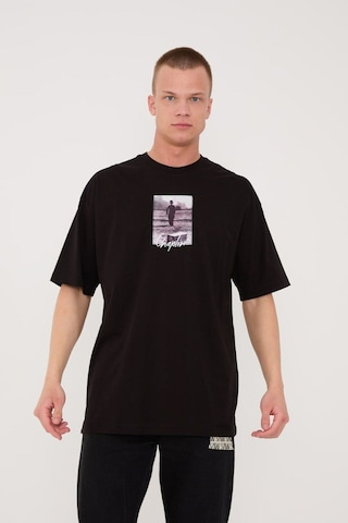 Charlie Chaplin Siyah-beyaz Nakışlı Unisex T-shirt SIYAH