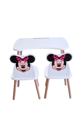 Çocuk Aktivite 1 Masa 2 Sandalye Takımı 4-12 Yaş Minnie Mouse