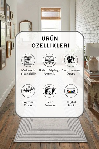 Piramit Bej Yıkanabilir Yolluk