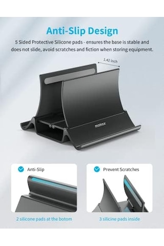 Dikey Dizüstü Bilgisayar Standı Tutucu, Arch Gravity Otomatik Kilitleme Tutucu Depolama Yuvası, Masa Düzenleyici İçin Yer Tasarrufu, Tüm Macbook Uyumlu/ipad/dell/chromebook'a Uyar, Çift Dizüstü