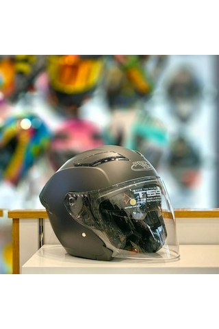 Gear5 Proyou Yazlık Vizörlü Açık Motosiklet Kaskı Mat Siyah