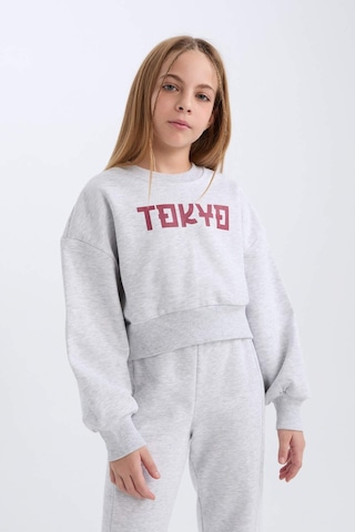 DeFacto Kız Çocuk 2'li Takım Baskılı Sweatshirt Üst Beli Lastikli Jogger Eşofman Altı D4867A824WNGR421 Gri