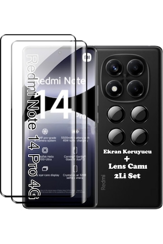 Redmi Note 14 Pro 4g Kamera Lens Koruma Camı + Ekran Koruyucu Cam