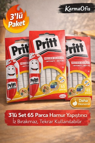 3 Lü Set 65 Parça Hamur Yapıştırıcı İz Bırakmaz, Tekrar Kullanılabilir Poster Yapıştırıcı