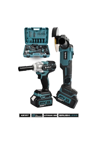 Assur Profesyonel 21V Çift Akülü 450 Nm Somun Sıkma Sökme + 125 Mm Taşlama 2'li Set - 1645