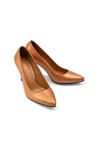 Deery Hakiki Deri Bronz Rengi Stiletto Kadın Topuklu Ayakkabı - D2029zbrnm01 Bronz