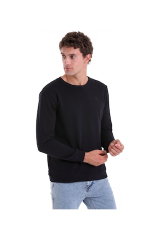 Hatemoğlu Lacivert Regular Fit Düz Pamuklu Bisiklet Yaka Sweatshirt Lacivert