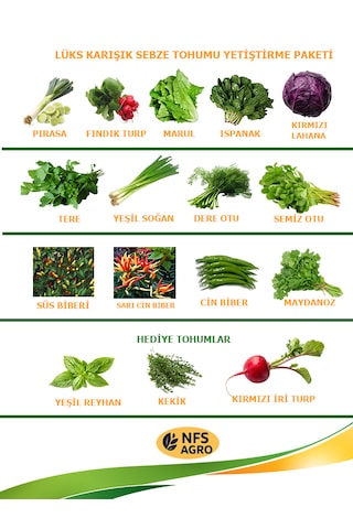 Sebze Tohumu - Karışık Sebze Yetiştirme Paketi 1 Adet