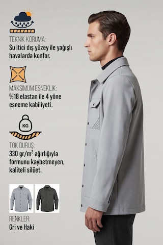 Goffra Erkek Metropole Modern Regular Fit Su İtici Teknik Ceket Gri M601-r0501-01