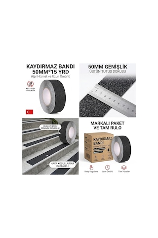 Kaydırmaz Bant, Siyah, 50mm X 15 Yarda, Güvenlik Şeridi