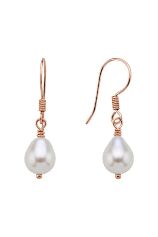 14 Ayar Altın Beyaz Barok Doğal İnci Küpe 10 Mm Rose