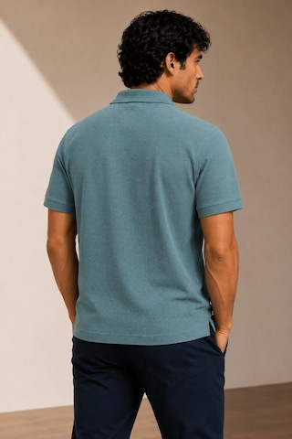 Alexandergardi Kısa Kollu Fermuarlı Polo Yaka T-shirt İndigo