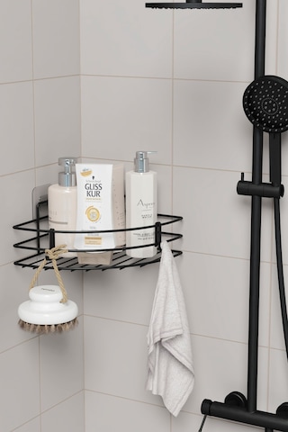 Zabata Yapışkanlı Banyo Köşeliği Köşe Rafı Duş Şampuanlık Duvar Düzenleyici Organizer Raf 1 Adet Siyah