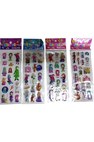 4 Paket İslam Dini Kız Çocuk İslami Sticker Etiket Karışık