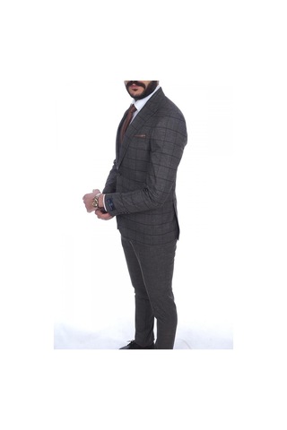 Jan Carlucci Slimfit Yelekli Drop 6 Takım (476562242) Açık Kahverengi