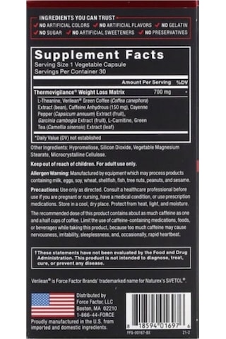 Force Factor, Leanfire Fat Burner Weight 30 Veget