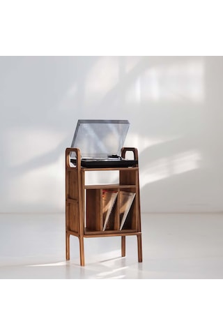 Woodesk Lyric, Ahşap Kitaplık Ve Pikap Standı, 90x50, Ceviz Renk