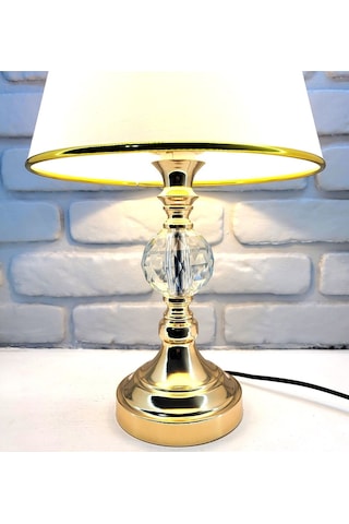 Gold Kaplama Büyük Kristal Taşlı Metal Ayak Beyaz Gold Şeritli Ku Gold