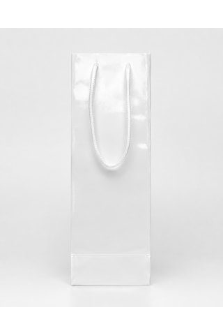 Şişelik İpli Beyaz Karton Poşet, 25 Adet - 12x10x38 Cm, Kalın Yap