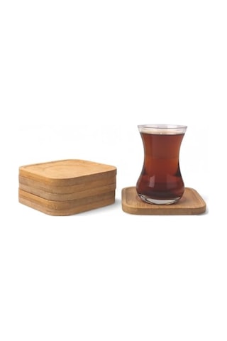 Deconox Bambu Kare Çay Tabağı Bardak Altlığı 6'li Set / Dekoratif Ve Doğal Bambu Altlık Şık Ve Dayanıklı Çok Renkli