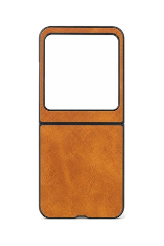 Microcase Motorola Razr 60 İçin Deri Desenli Plastik Koruma Kılıf - Al3156 Kahverengi