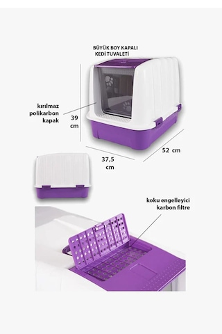 Pribor Hz-335 Kedi Köpek Evcil Hayvan Tuvaleti Büyük Boy Beyaz Eflatun