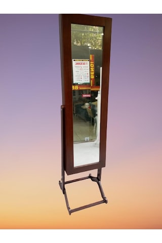 Boy Ayna Takı Dolap Model Ahşap Parlak Ceviz Boya Natüre Klasik A