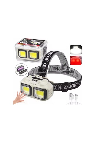 Liangmei Güçlü Indüksiyon Cob Led Far Usb Şarj Edilebilir Kafa