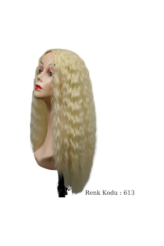 Peruk Ankara Fiber Sentetik Afro Su Dalgası Peruk Açık Platin No-613