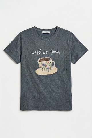 it's basic Kadın Gri W5 Oversize Özel Baskılı Tasarım T-shirt